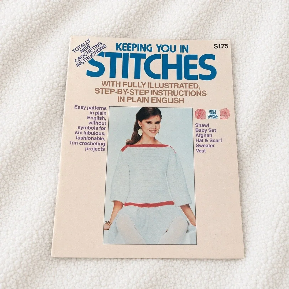 Keeping You In Stitches‎ Crochet Pattern Book Shawl Afghan Sweater Hat Vest